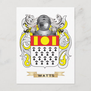 Watts Family Crest (Coat of Arms) Postcard