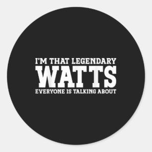 Watts Surname Funny Team Family Last Name Watts  Classic Round Sticker
