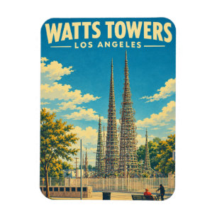 Watts Towers Los Angeles Vintage Travel California Magnet