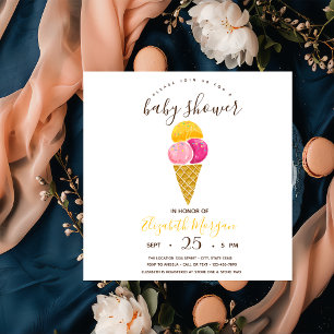 Watwecolor Ice cream,Stripes Baby Shower  Invitation