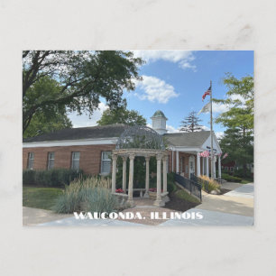Wauconda Illinois downtown post office corner Postcard