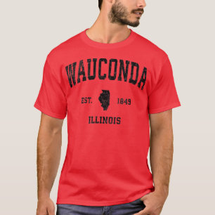 Wauconda Illinois IL Vintage Sports Design Black P T-Shirt