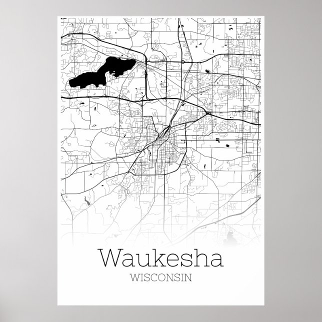 Waukesha Map - Wisconsin - City Map Poster (Front)
