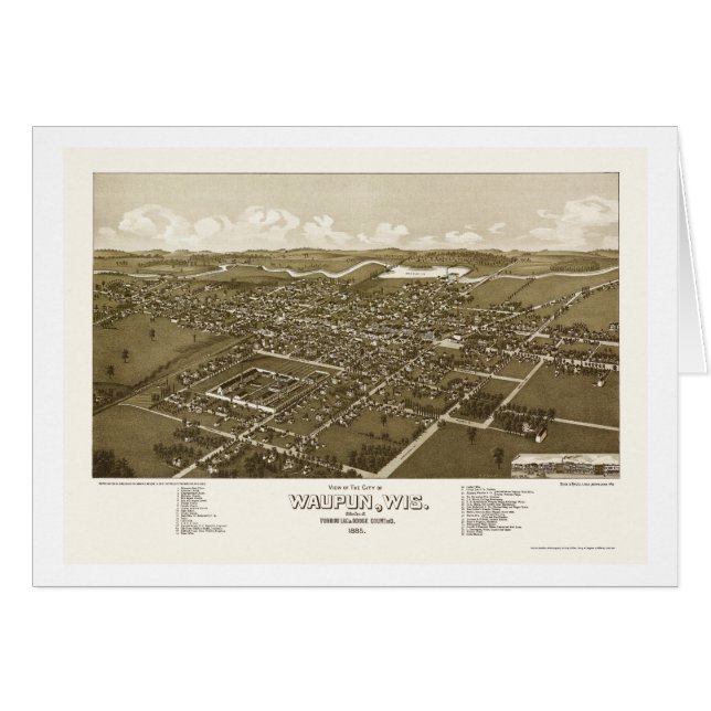 Waupun, WI Panoramic Map - 1885 (Front Horizontal)