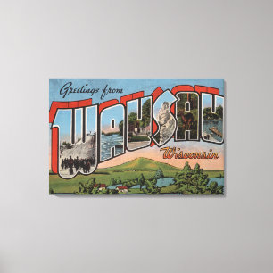 Wausau, Wisconsin - Large Letter Scenes Canvas Print