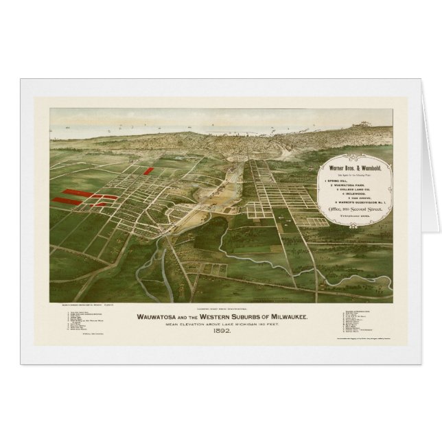 Wauwatosa, WI Panoramic Map - 1892 (Front Horizontal)