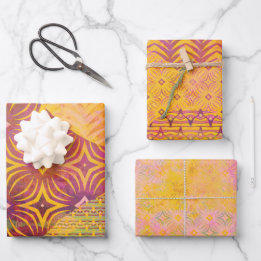 Wave 5 Orange Mixed Media Set of Wrapping Paper