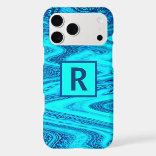 Wave Abstract Monogram Initials Blue Patterns