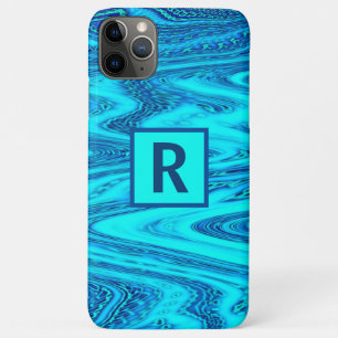 Wave Abstract Monogram Initials Blue Patterns iPhone 11 Pro Max Case