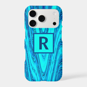 Wave Abstract Patterns Monogram Initials Blue Wavy