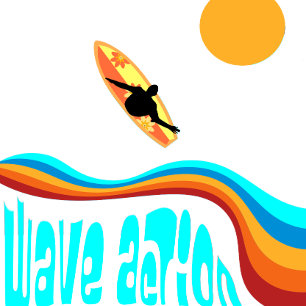 Wave Action Surfer on a Colourful Waves Cushion