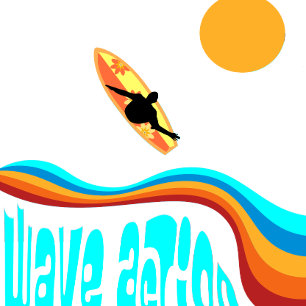 Wave Action Surfer on a Colourful Waves T-Shirt