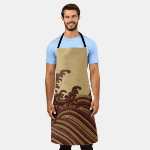 Wave and Full moon, Japanese Design Apron