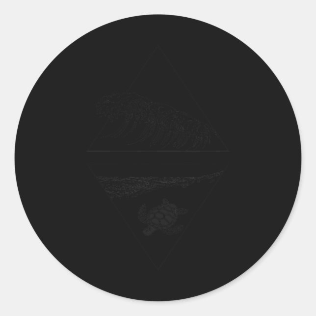 Wave And Turtle Geometric Save The Ocean Turtles  Classic Round Sticker (Front)