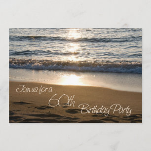 Wave at Sunset 60th Birthday Party Invitation Card