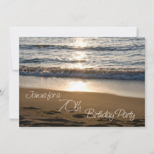 Wave at Sunset 70th Birthday Party Invitation Card