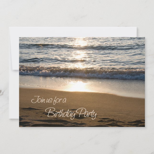 Wave at Sunset Birthday Party Invitation Card (Front)