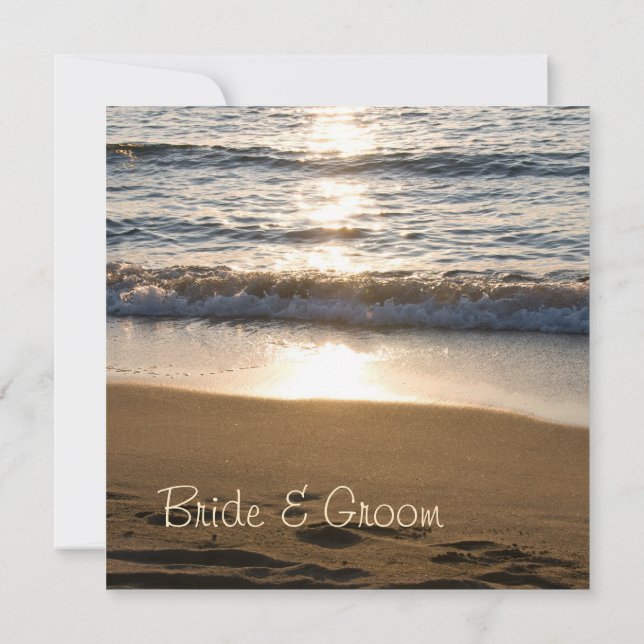 Wave at Sunset Wedding Invitation Cards (Back)