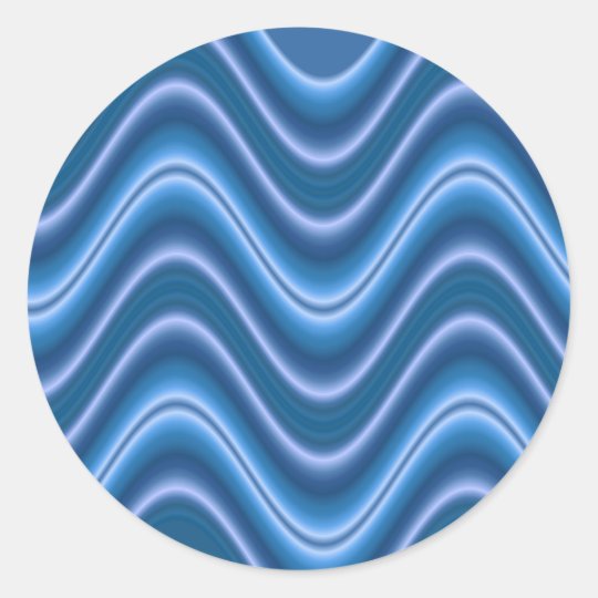wave blue classic round sticker