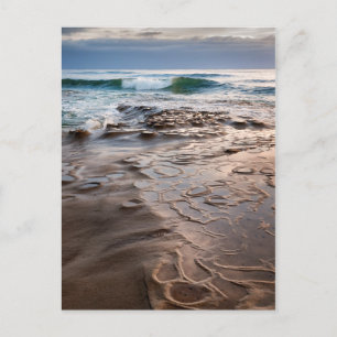 Wave breaking on beach, California Postcard