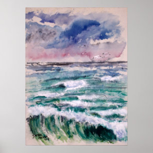 Wave Crash beach art gifts Poster