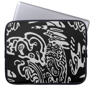 "Wave Creature" B&W abstract Art Laptop Sleeve