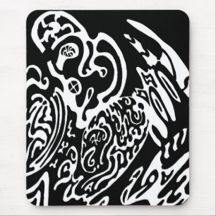 "Wave Creature" B&W abstract Art Mouse Mat