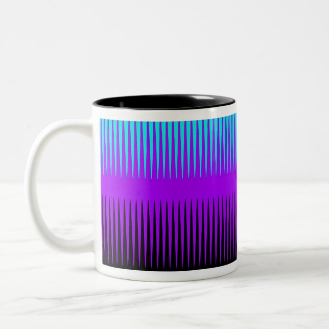 Wave Design Blue, Purple and Black Two-Tone Coffee Mug (Left)