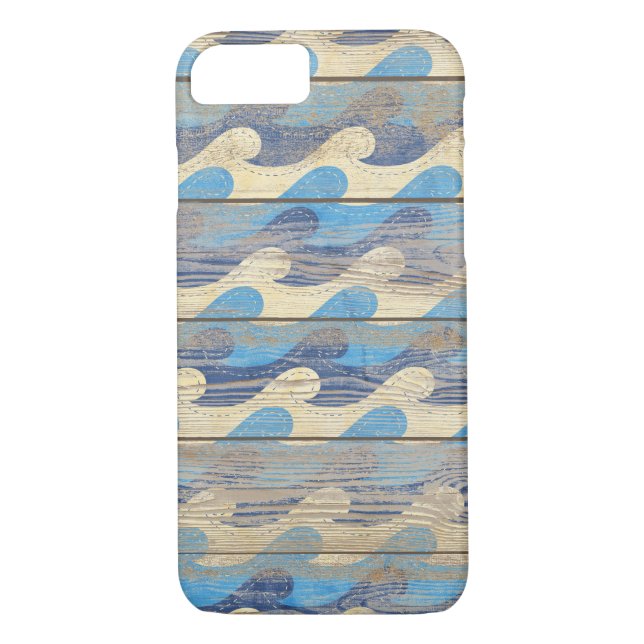 wave design on rustic wood Case-Mate iPhone case (Back)