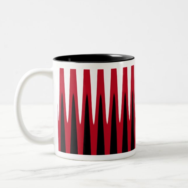 Wave Design Red Two-Tone Coffee Mug (Left)