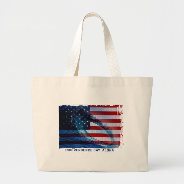 Wave Flag USA  Beach Bag (Front)