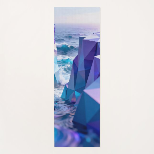 Wave geometry folds into origami cliffs yoga mat (Front)