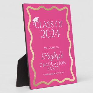 Wave Hot Pink Graduation Party Welcome Plaque