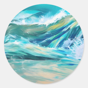 Wave in the ocean classic round sticker