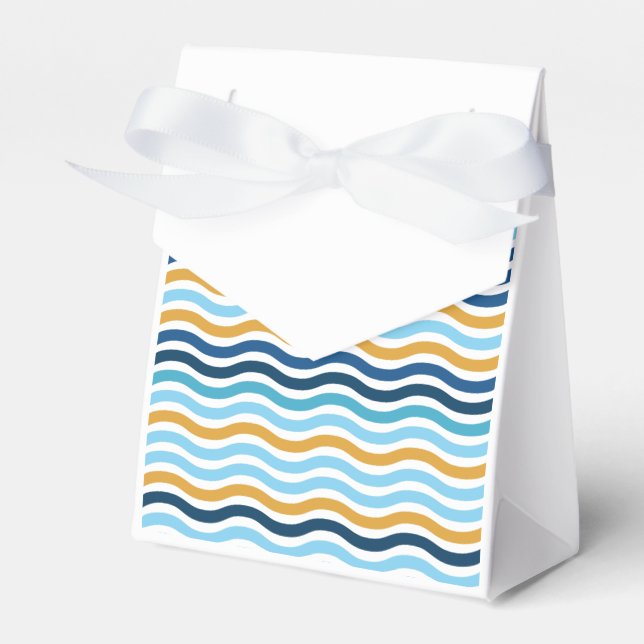 Wave Lines Colour Blue and Yellow Favour Box (Front Side)