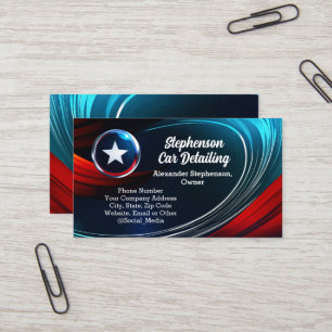 Wave Logo Patriotic Red White Blue Star Contractor Business Card
