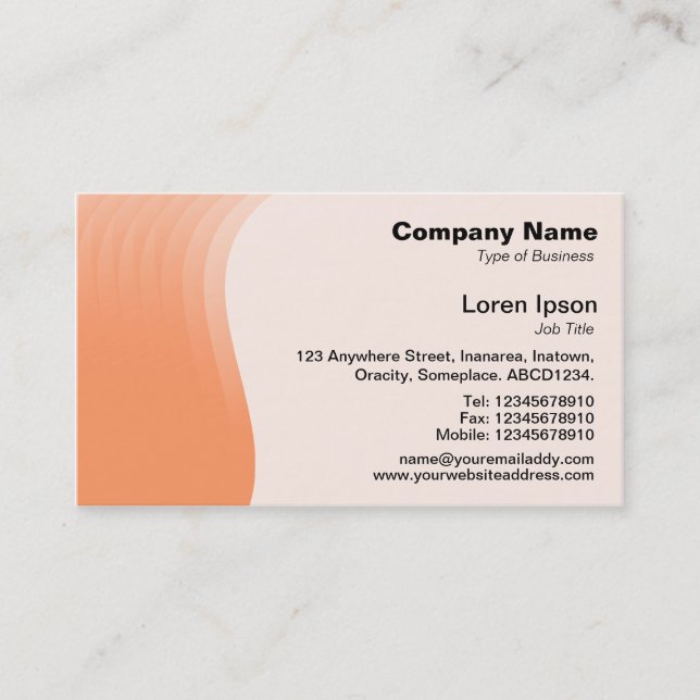 Wave Margin V2 - Peach Business Card (Front)
