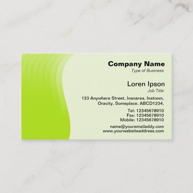 Wave Margin v2 - Yellow Green Business Card (Front)