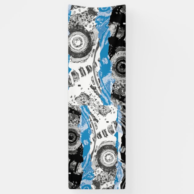 Wave Mechanism Symmetrical  Abstract Vinyl Banner (Vertical)