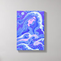 Wave, Mermaid, Fantasy Art Asian Girl, Blue & Pink