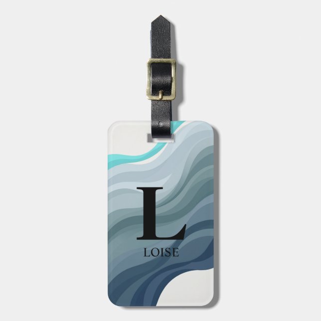 Wave Monogram Luggage Tag (Front Vertical)