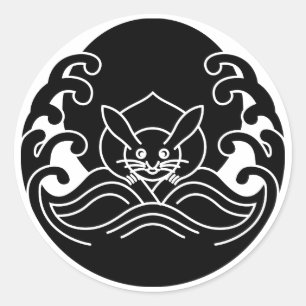 Wave moon rabbit classic round sticker