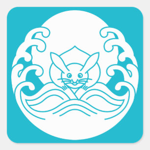 Wave moon rabbit square sticker