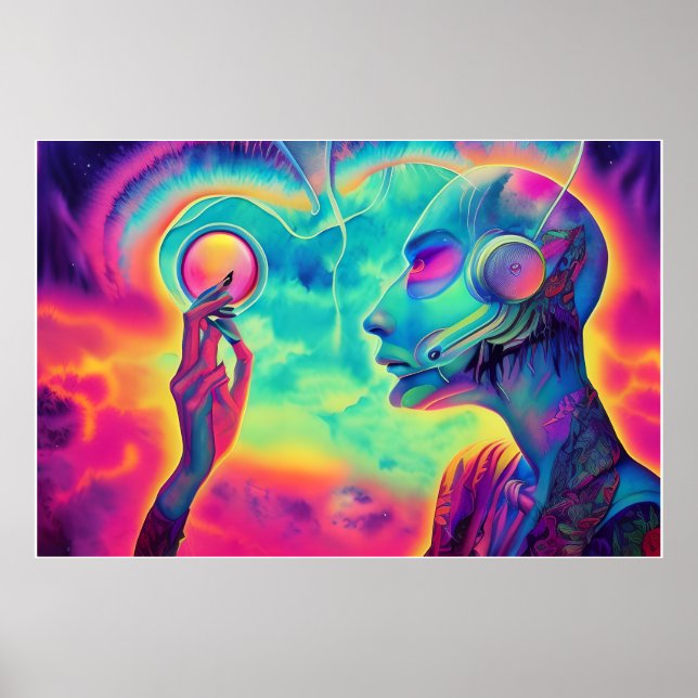Wave music, the 80s styled Surreal landscape   Poster (Front)