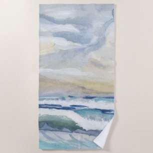 Wave Ocean Watercolor Beach Coastal Home Decor Towel