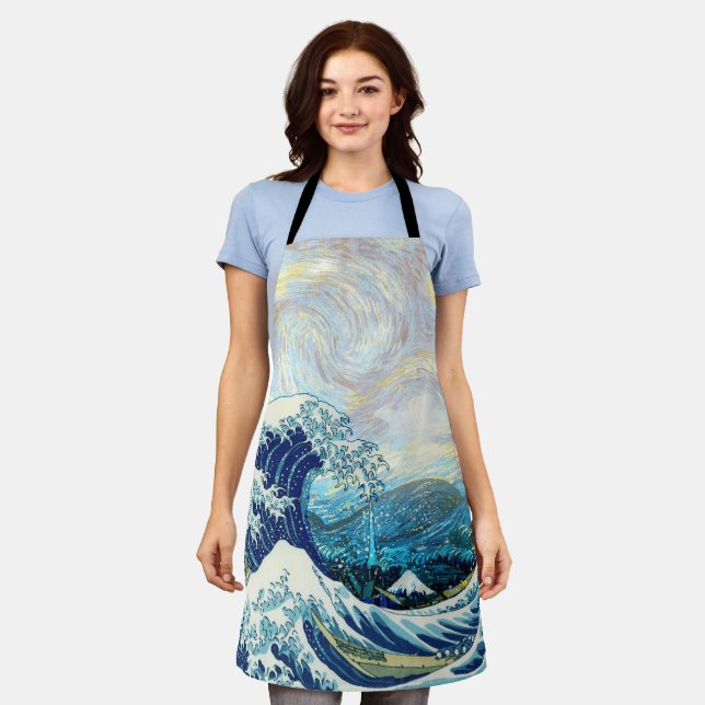 WAVE OF KANAGAWA IN STARRY NIGHT BACKGROUND APRON (Worn)