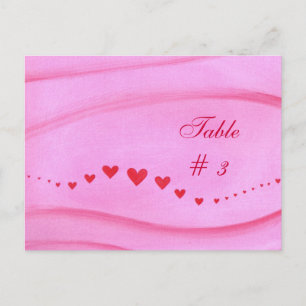 Wave of Red Hearts Table Number Postcards