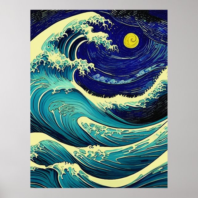Wave Off Kanagawa in Vincent Van Gogh Style Poster (Front)