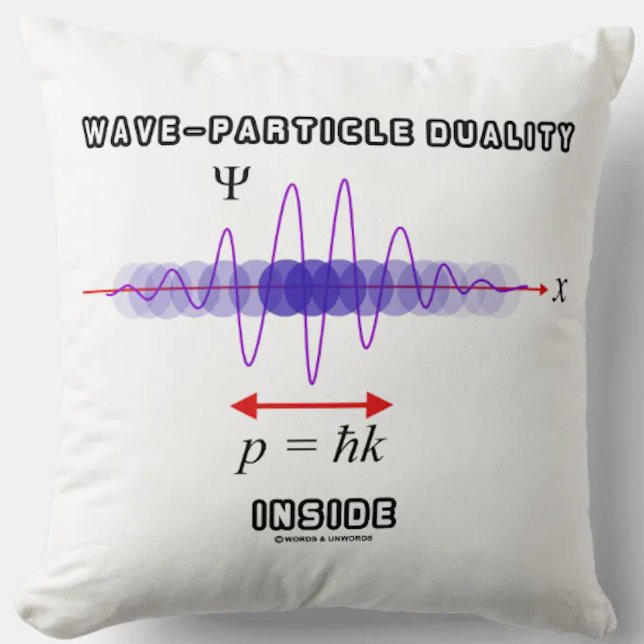 Wave-Particle Duality Inside Uncertainty Principle Cushion (Physicists and physics major will enjoy this throw pillow featuring "Wave-Particle Duality Inside")