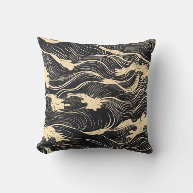 Wave Pattern Coastal Style Cushion (Front)